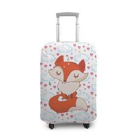 Чехол для чемодана 3D с принтом Лисичка в Петрозаводске, 86% полиэфир, 14% спандекс | двустороннее нанесение принта, прорези для ручек и колес | fox | foxed | арт | лис | лиса | лисенок | лисичка | пушистик | рыжая | рыжмй хвост