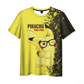 Мужская футболка 3D с принтом Pikachu Pika Pika в Петрозаводске, 100% полиэфир | прямой крой, круглый вырез горловины, длина до линии бедер | pika | pikachu | аниме | детская | детям | игры | молния | мышка | мышь | пика | пикачу | покемон | покемоны