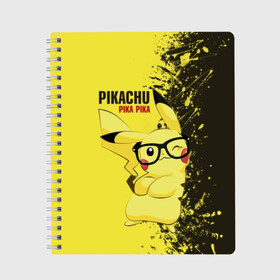 Тетрадь с принтом Pikachu Pika Pika в Петрозаводске, 100% бумага | 48 листов, плотность листов — 60 г/м2, плотность картонной обложки — 250 г/м2. Листы скреплены сбоку удобной пружинной спиралью. Уголки страниц и обложки скругленные. Цвет линий — светло-серый
 | pika | pikachu | аниме | детская | детям | игры | молния | мышка | мышь | пика | пикачу | покемон | покемоны