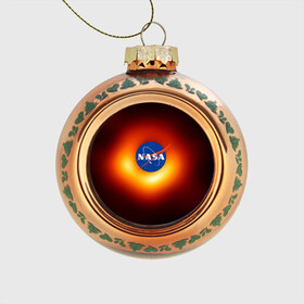 Стеклянный ёлочный шар с принтом Черная дыра NASA в Петрозаводске, Стекло | Диаметр: 80 мм | nasa | астрономия | горизонт событий | космос | наса | черная дыра