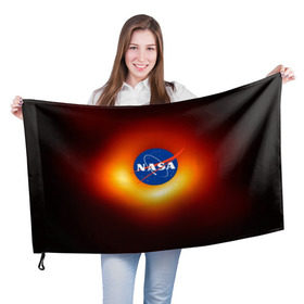 Флаг 3D с принтом Черная дыра NASA в Петрозаводске, 100% полиэстер | плотность ткани — 95 г/м2, размер — 67 х 109 см. Принт наносится с одной стороны | nasa | астрономия | горизонт событий | космос | наса | черная дыра
