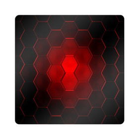 Магнит виниловый Квадрат с принтом СТАЛЬНЫЕ СОТЫ(КРАСНЫЙ) в Петрозаводске, полимерный материал с магнитным слоем | размер 9*9 см, закругленные углы | abstraction | geometry | hexagon | techno | абстракция | броня | геометрия | краски | неон | неоновый | сетка | соты | стальная броня | текстура | шестигранники