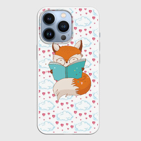 Чехол для iPhone 13 Pro с принтом Лиса с книжкой в Петрозаводске,  |  | Тематика изображения на принте: fox | foxed | арт | лис | лиса | лисенок | лисичка | пушистик | рыжая | рыжмй хвост
