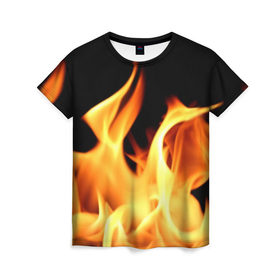 Женская футболка 3D с принтом Огненный стиль в Петрозаводске, 100% полиэфир ( синтетическое хлопкоподобное полотно) | прямой крой, круглый вырез горловины, длина до линии бедер | 