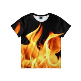 Детская футболка 3D с принтом Огненный стиль в Петрозаводске, 100% гипоаллергенный полиэфир | прямой крой, круглый вырез горловины, длина до линии бедер, чуть спущенное плечо, ткань немного тянется | 