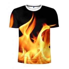Мужская футболка 3D спортивная с принтом Огненный стиль в Петрозаводске, 100% полиэстер с улучшенными характеристиками | приталенный силуэт, круглая горловина, широкие плечи, сужается к линии бедра | 