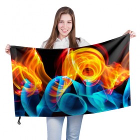 Флаг 3D с принтом ЦВЕТНОЙ ДЫМ в Петрозаводске, 100% полиэстер | плотность ткани — 95 г/м2, размер — 67 х 109 см. Принт наносится с одной стороны | fire | flame | in fire | smoke | в огне | дым | огненный | огонь | текстуры