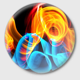 Значок с принтом ЦВЕТНОЙ ДЫМ в Петрозаводске,  металл | круглая форма, металлическая застежка в виде булавки | fire | flame | in fire | smoke | в огне | дым | огненный | огонь | текстуры