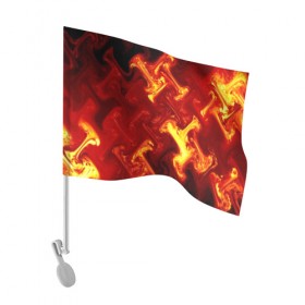 Флаг для автомобиля с принтом Огненная лава в Петрозаводске, 100% полиэстер | Размер: 30*21 см | fire | flame | in fire | smoke | в огне | дым | огненный | огонь | текстуры