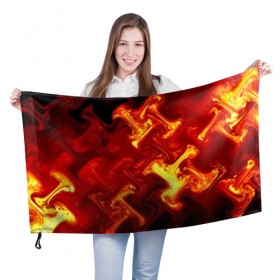 Флаг 3D с принтом Огненная лава в Петрозаводске, 100% полиэстер | плотность ткани — 95 г/м2, размер — 67 х 109 см. Принт наносится с одной стороны | fire | flame | in fire | smoke | в огне | дым | огненный | огонь | текстуры