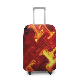 Чехол для чемодана 3D с принтом Огненная лава в Петрозаводске, 86% полиэфир, 14% спандекс | двустороннее нанесение принта, прорези для ручек и колес | fire | flame | in fire | smoke | в огне | дым | огненный | огонь | текстуры