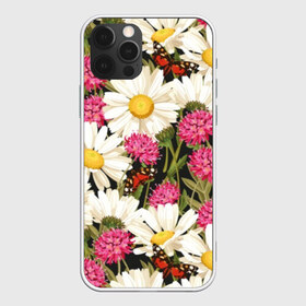 Чехол для iPhone 12 Pro Max с принтом Луговые цветы в Петрозаводске, Силикон |  | art | chamomile | field | flowers | leaves | meadow | painting | pattern | petals | stems | живопись | искусство | лепестки | листья | луговые | полевые | ромашки | узор | цветы