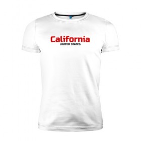 Мужская футболка премиум с принтом USA - California в Петрозаводске, 92% хлопок, 8% лайкра | приталенный силуэт, круглый вырез ворота, длина до линии бедра, короткий рукав | Тематика изображения на принте: america | california | california city | california republic | usa | америка | калифорния | соединенные штаты | сша | штат