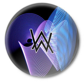 Значок с принтом alan walker в Петрозаводске,  металл | круглая форма, металлическая застежка в виде булавки | alan walker | club | music | клуб | клубная музыка | клубняк