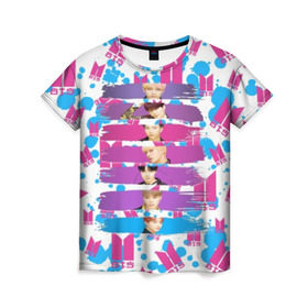 Женская футболка 3D с принтом Bts Lover Yourself в Петрозаводске, 100% полиэфир ( синтетическое хлопкоподобное полотно) | прямой крой, круглый вырез горловины, длина до линии бедер | bangtan | boy | j hope | jimin | jin | jungkook | korea | luv | rm | suga | v | with | бтс | кей | поп