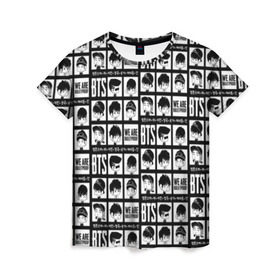 Женская футболка 3D с принтом BTS Pop art в Петрозаводске, 100% полиэфир ( синтетическое хлопкоподобное полотно) | прямой крой, круглый вырез горловины, длина до линии бедер | bangtan | boy | j hope | jimin | jin | jungkook | korea | luv | rm | suga | v | with | бтс | кей | поп