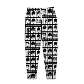 Мужские брюки 3D с принтом BTS Pop art в Петрозаводске, 100% полиэстер | манжеты по низу, эластичный пояс регулируется шнурком, по бокам два кармана без застежек, внутренняя часть кармана из мелкой сетки | Тематика изображения на принте: bangtan | boy | j hope | jimin | jin | jungkook | korea | luv | rm | suga | v | with | бтс | кей | поп