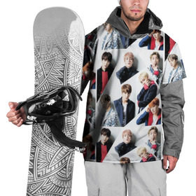 Накидка на куртку 3D с принтом BTS Collage в Петрозаводске, 100% полиэстер |  | bangtan | boy | j hope | jimin | jin | jungkook | korea | luv | rm | suga | v | with | бтс | кей | поп
