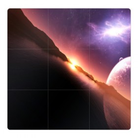 Магнитный плакат 3Х3 с принтом Космический закат в Петрозаводске, Полимерный материал с магнитным слоем | 9 деталей размером 9*9 см | galaxy | nebula | space | star | абстракция | вселенная | галактика | звезда | звезды | космический | планеты