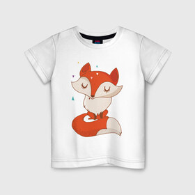 Детская футболка хлопок с принтом Лисичка в Петрозаводске, 100% хлопок | круглый вырез горловины, полуприлегающий силуэт, длина до линии бедер | fox | foxed | арт | лис | лиса | лисенок | лисичка | пушистик | рыжая | рыжмй хвост