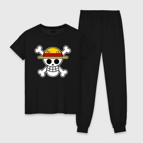 Женская пижама хлопок с принтом One Piece в Петрозаводске, 100% хлопок | брюки и футболка прямого кроя, без карманов, на брюках мягкая резинка на поясе и по низу штанин | monkey d. luffy | one piece | tony tony chopper | аниме | большой куш | ван пис | ванпис | манга | манки д. луффи | пираты | пираты соломенной шляпы | тони тони чоппер