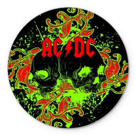Коврик для мышки круглый с принтом AC/DC в Петрозаводске, резина и полиэстер | круглая форма, изображение наносится на всю лицевую часть | ac dc | acdc | back in black | columbia | epic | force | guitar | pop | rock | vevo | ангус | блюз | рок | хард | янг