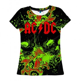 Женская футболка 3D с принтом AC/DC в Петрозаводске, 100% полиэфир ( синтетическое хлопкоподобное полотно) | прямой крой, круглый вырез горловины, длина до линии бедер | ac dc | acdc | back in black | columbia | epic | force | guitar | pop | rock | vevo | ангус | блюз | рок | хард | янг