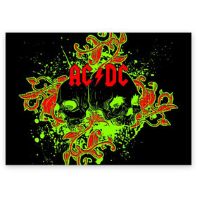 Поздравительная открытка с принтом AC/DC в Петрозаводске, 100% бумага | плотность бумаги 280 г/м2, матовая, на обратной стороне линовка и место для марки
 | Тематика изображения на принте: ac dc | acdc | back in black | columbia | epic | force | guitar | pop | rock | vevo | ангус | блюз | рок | хард | янг