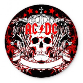 Коврик для мышки круглый с принтом AC/DC в Петрозаводске, резина и полиэстер | круглая форма, изображение наносится на всю лицевую часть | ac dc | acdc | back in black | columbia | epic | force | guitar | pop | rock | vevo | ангус | блюз | рок | хард | янг