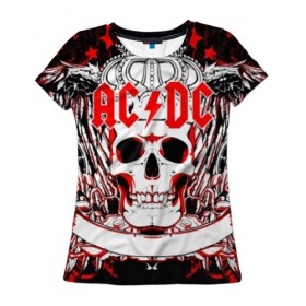 Женская футболка 3D с принтом AC/DC в Петрозаводске, 100% полиэфир ( синтетическое хлопкоподобное полотно) | прямой крой, круглый вырез горловины, длина до линии бедер | ac dc | acdc | back in black | columbia | epic | force | guitar | pop | rock | vevo | ангус | блюз | рок | хард | янг