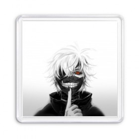 Магнит 55*55 с принтом Kaneki Ken в Петрозаводске, Пластик | Размер: 65*65 мм; Размер печати: 55*55 мм | anteiku | ghoul | kaneki | ken | tokyo | антейку | гуль | канеки | кен | токийский