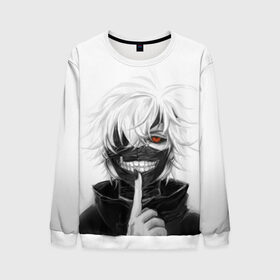 Мужской свитшот 3D с принтом Kaneki Ken в Петрозаводске, 100% полиэстер с мягким внутренним слоем | круглый вырез горловины, мягкая резинка на манжетах и поясе, свободная посадка по фигуре | Тематика изображения на принте: anteiku | ghoul | kaneki | ken | tokyo | антейку | гуль | канеки | кен | токийский