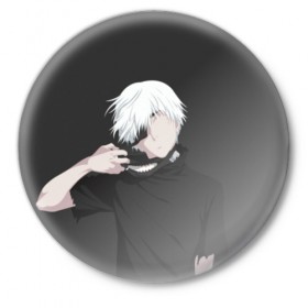 Значок с принтом Kaneki Ken в Петрозаводске,  металл | круглая форма, металлическая застежка в виде булавки | anteiku | ghoul | kaneki | ken | tokyo | антейку | гуль | канеки | кен | токийский