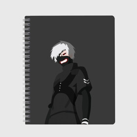 Тетрадь с принтом Kaneki Ken в Петрозаводске, 100% бумага | 48 листов, плотность листов — 60 г/м2, плотность картонной обложки — 250 г/м2. Листы скреплены сбоку удобной пружинной спиралью. Уголки страниц и обложки скругленные. Цвет линий — светло-серый
 | Тематика изображения на принте: anteiku | ghoul | kaneki | ken | tokyo | антейку | гуль | канеки | кен | токийский