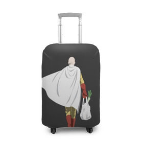 Чехол для чемодана 3D с принтом Saitama в Петрозаводске, 86% полиэфир, 14% спандекс | двустороннее нанесение принта, прорези для ручек и колес | hero | man | one | one punch | punch | punch man | saitama | super | superhero | ванпанчмен | герой | сайтама | супер | супергерой