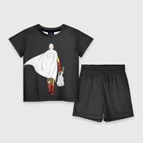 Детский костюм с шортами 3D с принтом Saitama в Петрозаводске,  |  | hero | man | one | one punch | punch | punch man | saitama | super | superhero | ванпанчмен | герой | сайтама | супер | супергерой