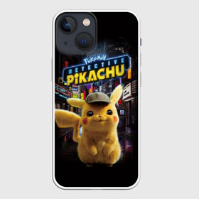 Чехол для iPhone 13 mini с принтом Pikachu Detective в Петрозаводске,  |  | anime | game | nintendo | pikachu | pokemon | аниме | детектив | игра | кино | пикачу | покемон | эш кетчум