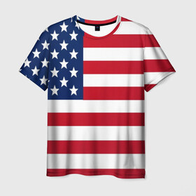 Мужская футболка 3D с принтом USA в Петрозаводске, 100% полиэфир | прямой крой, круглый вырез горловины, длина до линии бедер | usa | абстракция | америка | американский | герб | звезды | краска | символика сша | страны | сша | флаг | штаты