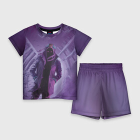 Детский костюм с шортами 3D с принтом Purple в Петрозаводске,  |  | brawl stars | jessie | leon | spike | бравл старс | джесси | леон | спайк