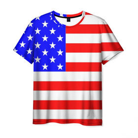 Мужская футболка 3D с принтом АМЕРИКАНСКИЙ ФЛАГ в Петрозаводске, 100% полиэфир | прямой крой, круглый вырез горловины, длина до линии бедер | usa | абстракция | америка | американский | герб | звезды | краска | символика сша | страны | сша | флаг | штаты