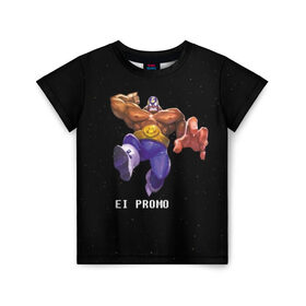 Детская футболка 3D с принтом EI PROMO в Петрозаводске, 100% гипоаллергенный полиэфир | прямой крой, круглый вырез горловины, длина до линии бедер, чуть спущенное плечо, ткань немного тянется | brawl stars | jessie | leon | spike | бравл старс | джесси | леон | спайк