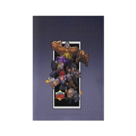 Обложка для паспорта матовая кожа с принтом Brawl Stars в Петрозаводске, натуральная матовая кожа | размер 19,3 х 13,7 см; прозрачные пластиковые крепления | brawl stars | jessie | leon | spike | бравл старс | джесси | леон | спайк