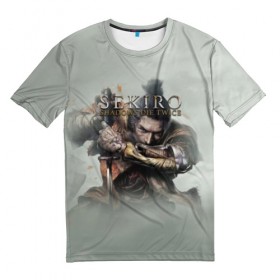 Мужская футболка 3D с принтом Sekiro: Shadows Die Twice в Петрозаводске, 100% полиэфир | прямой крой, круглый вырез горловины, длина до линии бедер | japan | sekiro | однорукий волк | самурай | секиро | сэнгоку | экшн | япония