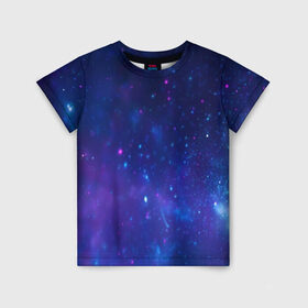 Детская футболка 3D с принтом Космос в Петрозаводске, 100% гипоаллергенный полиэфир | прямой крой, круглый вырез горловины, длина до линии бедер, чуть спущенное плечо, ткань немного тянется | Тематика изображения на принте: galaxy | nebula | space | star | абстракция | вселенная | галактика | звезда | звезды | космический | планеты
