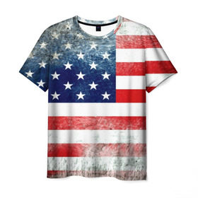 Мужская футболка 3D с принтом Америка Флаг в Петрозаводске, 100% полиэфир | прямой крой, круглый вырез горловины, длина до линии бедер | usa | абстракция | америка | американский | герб | звезды | краска | символика сша | страны | сша | флаг | штаты