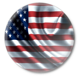 Значок с принтом Символика Америки в Петрозаводске,  металл | круглая форма, металлическая застежка в виде булавки | usa | абстракция | америка | американский | герб | звезды | краска | символика сша | страны | сша | флаг | штаты
