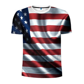 Мужская футболка 3D спортивная с принтом Символика Америки в Петрозаводске, 100% полиэстер с улучшенными характеристиками | приталенный силуэт, круглая горловина, широкие плечи, сужается к линии бедра | usa | абстракция | америка | американский | герб | звезды | краска | символика сша | страны | сша | флаг | штаты