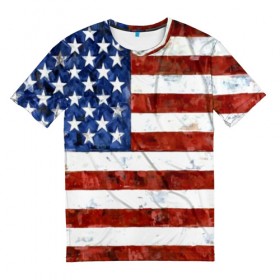 Мужская футболка 3D с принтом США ФЛАГ в Петрозаводске, 100% полиэфир | прямой крой, круглый вырез горловины, длина до линии бедер | usa | абстракция | америка | американский | герб | звезды | краска | символика сша | страны | сша | флаг | штаты