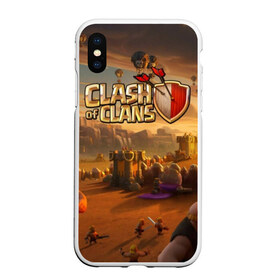 Чехол для iPhone XS Max матовый с принтом Clash of Clans в Петрозаводске, Силикон | Область печати: задняя сторона чехла, без боковых панелей | base | clan wars | coc | hall | hog rider | royale | town | trap | база | гоблин | золото | клеш оф кленс | кок | крепость | кристаллы | трофей | эликсир