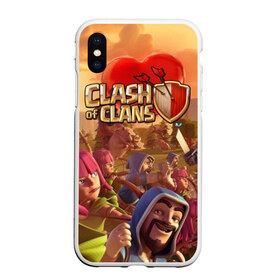 Чехол для iPhone XS Max матовый с принтом Clash of Clans в Петрозаводске, Силикон | Область печати: задняя сторона чехла, без боковых панелей | base | clan wars | coc | hall | hog rider | royale | town | trap | база | гоблин | золото | клеш оф кленс | кок | крепость | кристаллы | трофей | эликсир